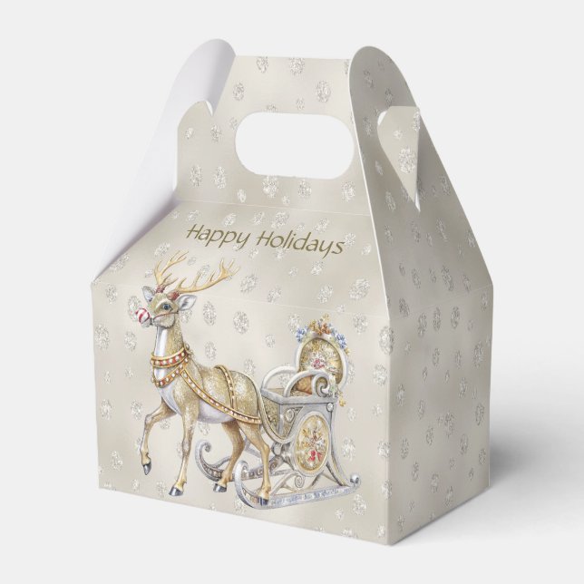 Rentier-Schlitten-Feiertagsgeschenkbox Geschenkschachtel (Vorderseite)