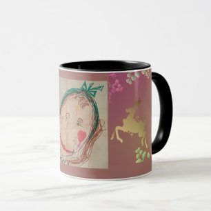 Rentier-Schneeflocken-Monogramm Lila Tasse