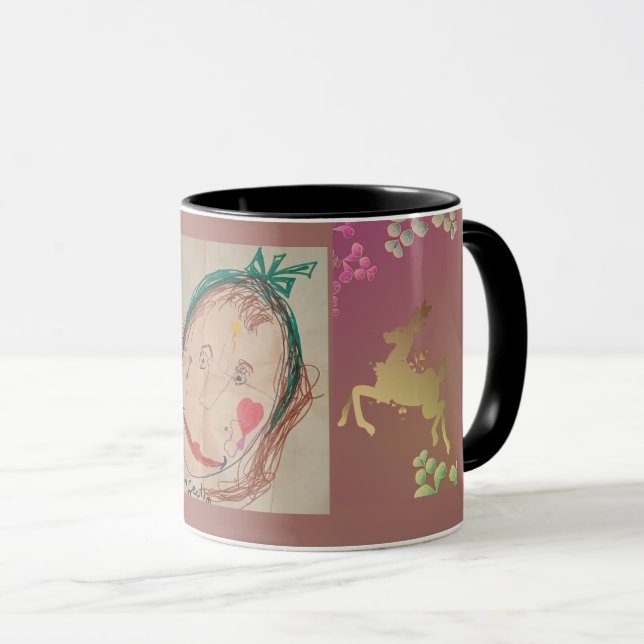 Rentier-Schneeflocken-Monogramm Lila Tasse (VorderseiteRechts)