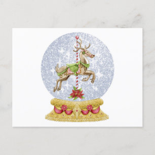 Rentier-Schneekugel Postkarte