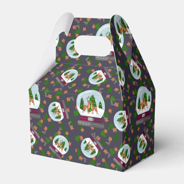 Rentier-Schneekugeln Geschenkschachtel (Vorderseite)