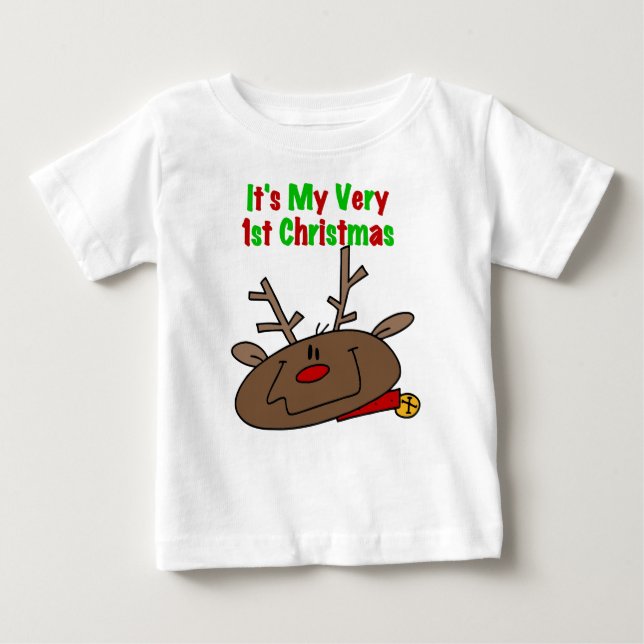 Rentier Sehr 1. Weihnachten Baby T-shirt (Vorderseite)