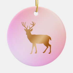Rentier-Silhouette auf rosa Schattierungen Keramik Ornament