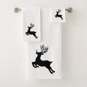 Rentier Silhouette Chrismukkah Badezimmer Handtuch Badhandtuch Set