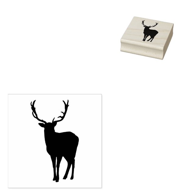 Rentier Silhouette Christmas Deer Buck Antlers Gummistempel (Stempel)