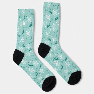 Rentier Snowflake Aquamarines Weihnachtsmuster Mon Socken