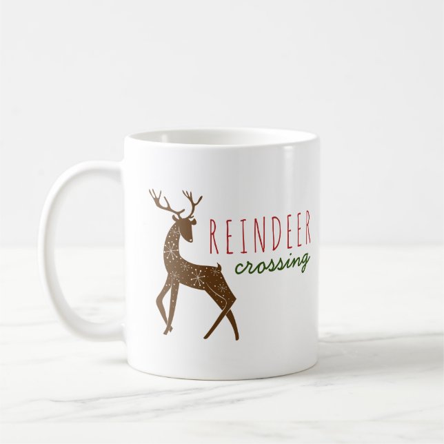Rentier & Snowflakes Rentier über Weihnachten Kaffeetasse (Links)