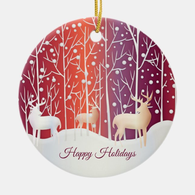 Rentier Snowy Holiday Ornament (Vorne)