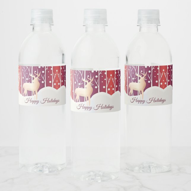 Rentier Snowy Holiday Water Flasche Label Wasserflaschenetikett (Flaschen)