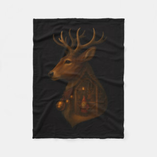 Rentier-Stall-Gnom-Weihnachts-Fleece-Decke  Fleecedecke