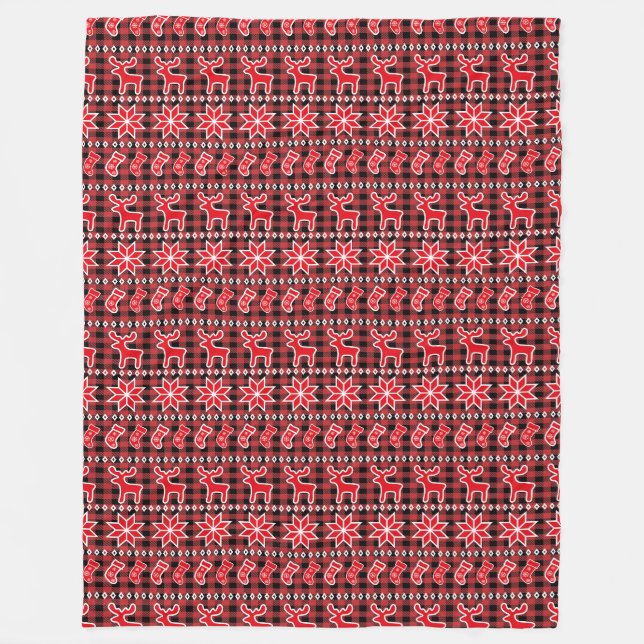 Rentier Strumpf Fair Isle Weihnachtsmuster Fleecedecke (Vorderseite)