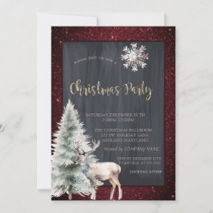 Rentier-Tannenbaum roter Glitter Weihnachten Einladung