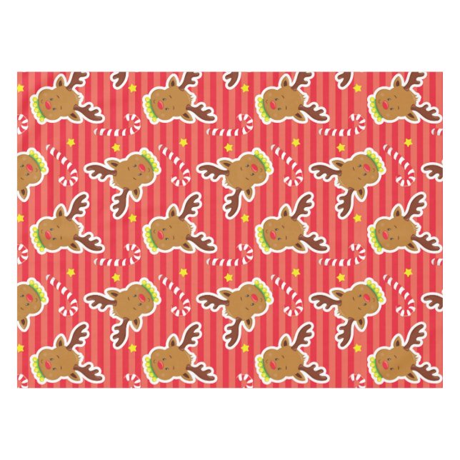 Rentier und Candy Canes Christmas Tablecloth Tischdecke (Vorderseite (Horizontal))