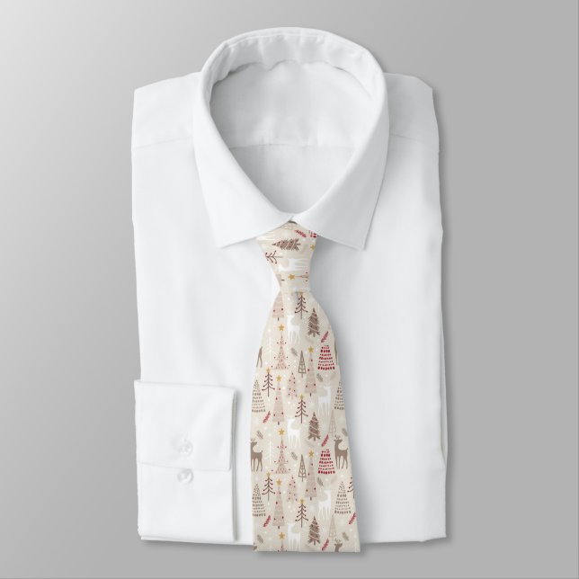 Rentier und Christmas Trees Neck Tie Krawatte (Gebunden)