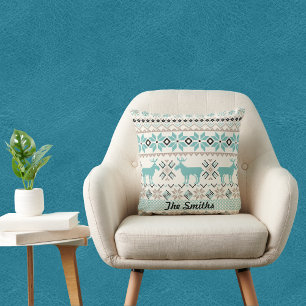 Rentier und Nordic Snowflake Sweatlike Pattern Kissen