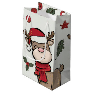 Rentier und Red Berry Off-White kleine Geschenktas Geschenktüte