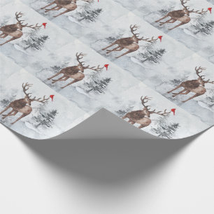 Rentier und Roter Kardinal Bird Snowy Weihnachten Geschenkpapier