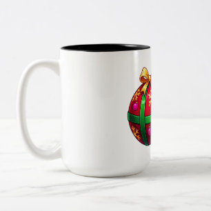 Rentier und Weihnachtsschmuck Zweifarbige Tasse