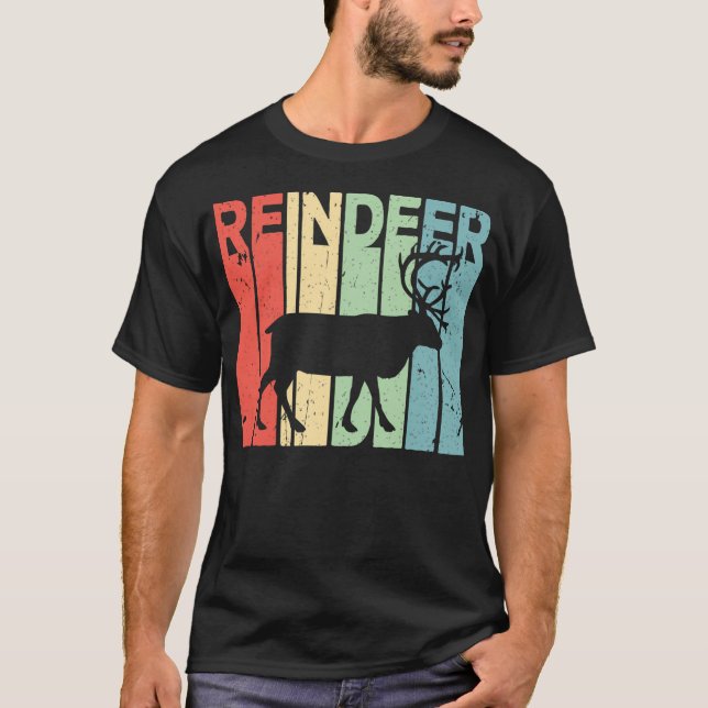 Rentier Vintag Retro T-Shirt (Vorderseite)