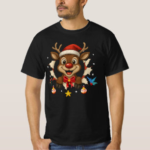 Rentier vorne und hinten Xmas Fan Jumper, Rentier T-Shirt