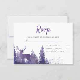 Rentier Watercolor Lila Winter Wedding UAWG RSVP Karte