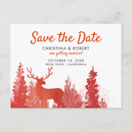 Rentier Watercolor Roter Winter Save the Date Ankündigungspostkarte