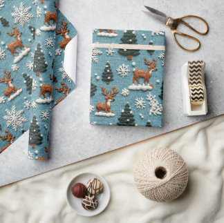 Rentier-Weihnachtsbaum Gestrickter Faden Winter Geschenkpapier