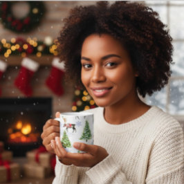 Rentier-Weihnachtsbaum-Muster Kaffeetasse