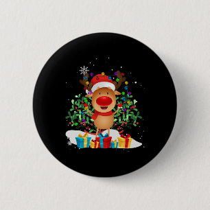 Rentier Weihnachtsbaum präsentiert Santa X-Mas Button