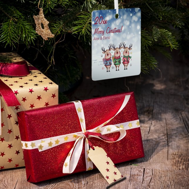Rentier Weihnachtsbaum Schnee Metal Square Ornamen Ornament Aus Metall (Von Creator hochgeladen)