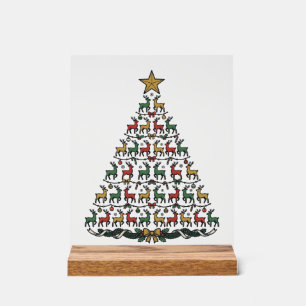 Rentier-Weihnachtsbaum Vintage-Gravur-Shirt_1 Acrylschild