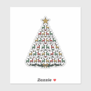 Rentier-Weihnachtsbaum Vintage-Gravur-Shirt_1 Aufkleber