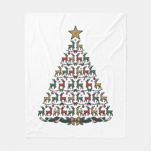 Rentier-Weihnachtsbaum Vintage-Gravur-Shirt_1 Fleecedecke