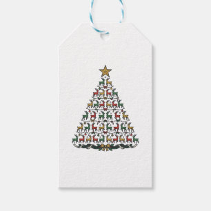 Rentier-Weihnachtsbaum Vintage-Gravur-Shirt_1 Geschenkanhänger