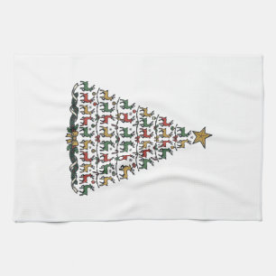 Rentier-Weihnachtsbaum Vintage-Gravur-Shirt_1 Geschirrtuch