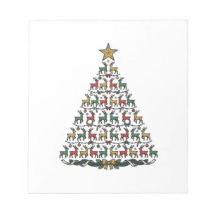 Rentier-Weihnachtsbaum Vintage-Gravur-Shirt_1 Notizblock
