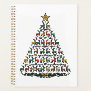 Rentier-Weihnachtsbaum Vintage-Gravur-Shirt_1 Planer