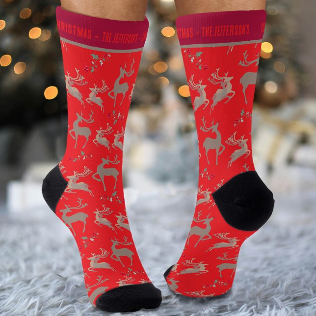 Rentier Weihnachtsfest in hellrotem Braun Socken (Von Creator hochgeladen)