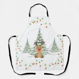 Rentier Weihnachtsleuchten Winterbaumen Schürze
