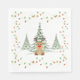 Rentier Weihnachtsleuchten Winterbaumen Serviette
