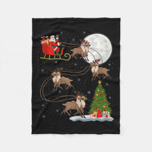 Rentier Weihnachtsmann Schlitten Fliegend Lustig M Fleecedecke