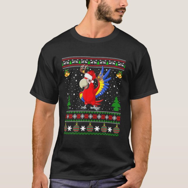 Rentier Weihnachtsmannmütze Match Ugly Macaw Bird  T-Shirt (Vorderseite)
