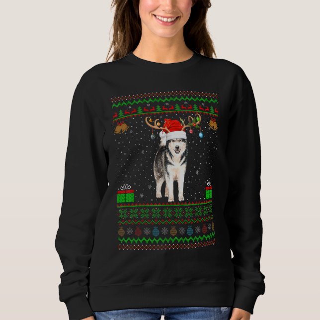 Rentier Weihnachtsmannmütze Matching Ugly Alaskan  Sweatshirt (Vorderseite)