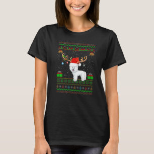 Rentier Weihnachtsmannmütze Matching Ugly Bichon F T-Shirt