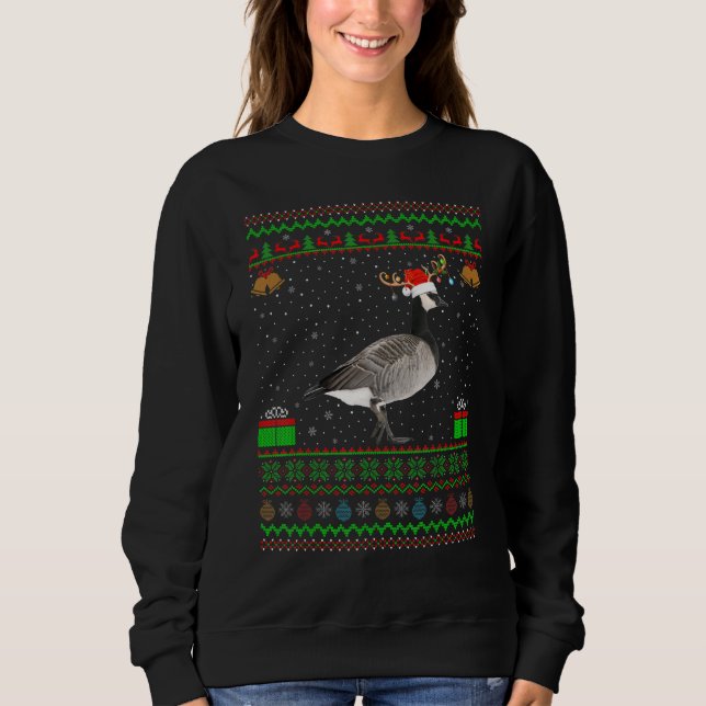 Rentier Weihnachtsmannmütze Matching Ugly Goose Bi Sweatshirt (Vorderseite)