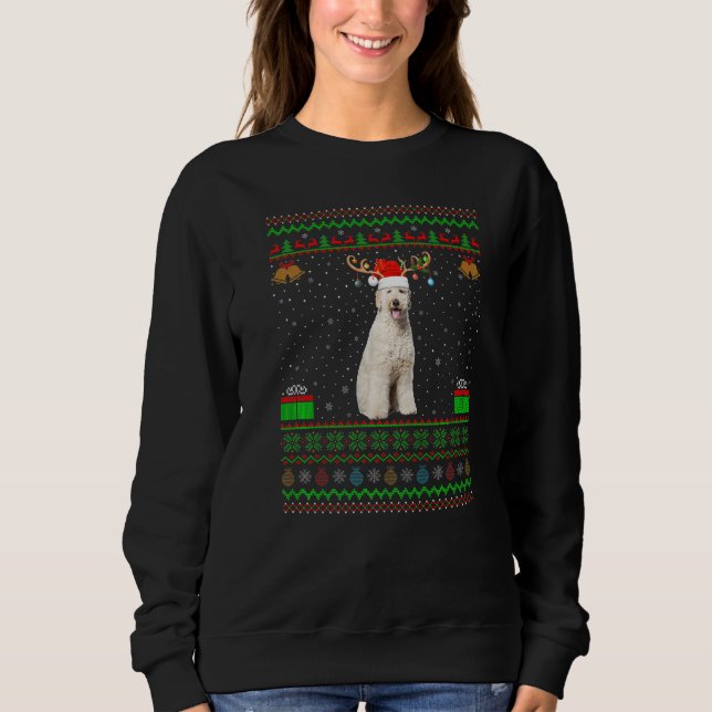 Rentier Weihnachtsmannmütze Matching Ugly Labradoo Sweatshirt (Vorderseite)