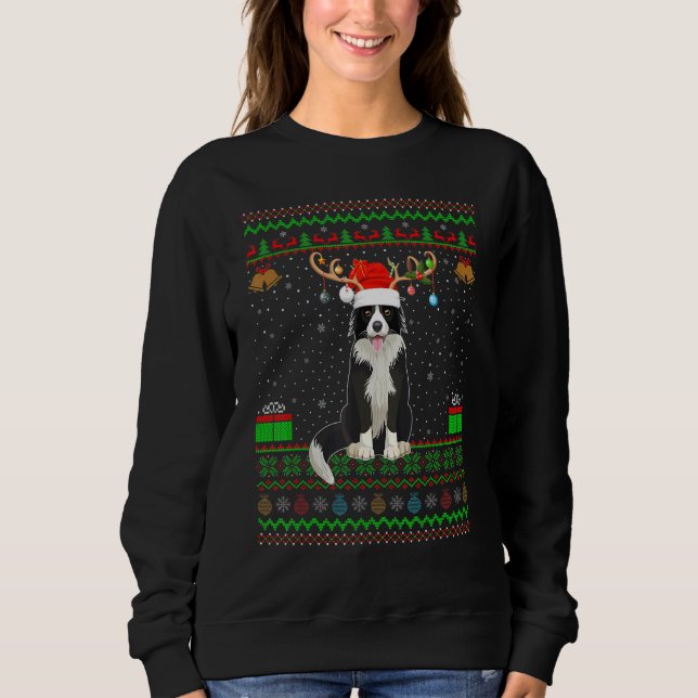 Rentier Weihnachtsmannmütze Matching Ugly Rough Co Sweatshirt (Vorderseite)