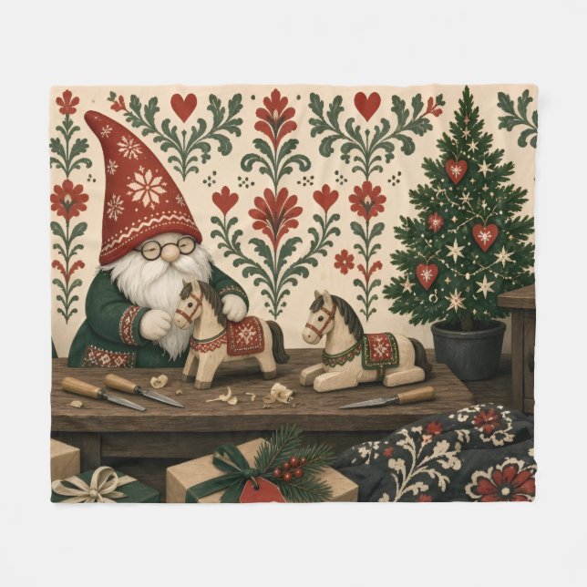 Rentier-Weihnachtspapier  Fleecedecke (Vorderseite (Horizontal))