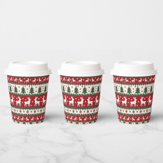 Rentier-Weihnachtspapierbecher Pappbecher (Multi)