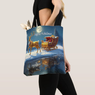 Rentier-Weihnachtsschlitten-Feiertags-Tragetasche